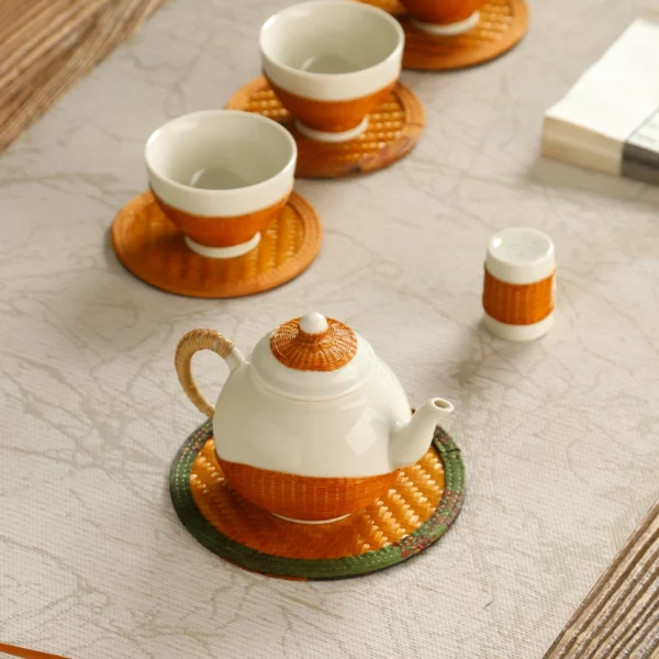 Bamboo Silk Buckle Porcelain Tea Set