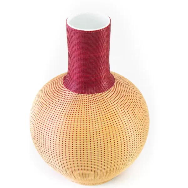 Porcelain Body Bamboo Woven Vase
